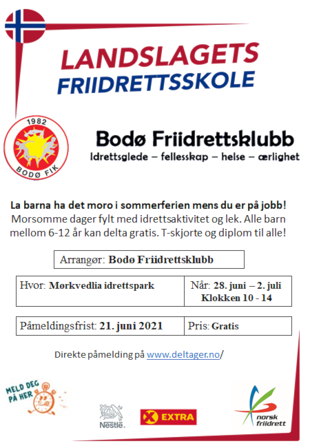 Bodø Friidrettsklubb inviterer til friidrettsskole